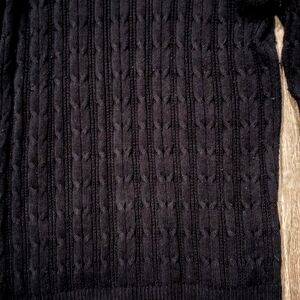 Black Cable Knit Turtle Neck, Size XL, by St. Johns Bay, 88% Cotton 12% Nylon